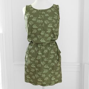 Toad&Co Olive Green Printed Sleeveless Mini Dress